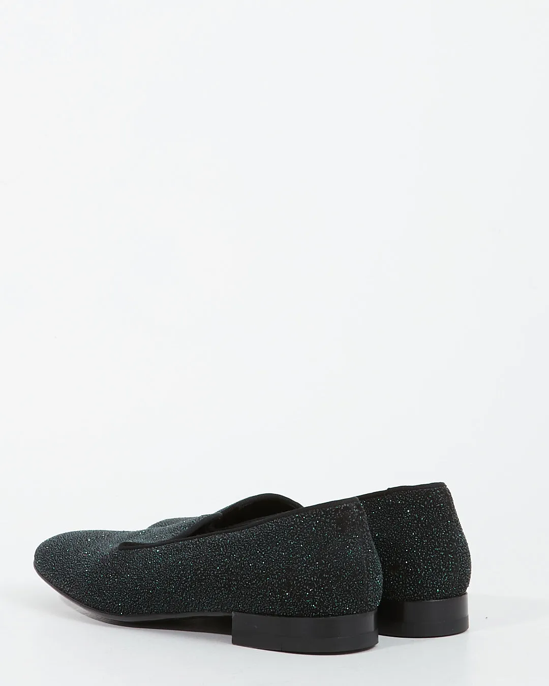 Saint Laurent Green/Black Glitter Loafers - 37