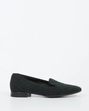 Saint Laurent Green/Black Glitter Loafers - 37