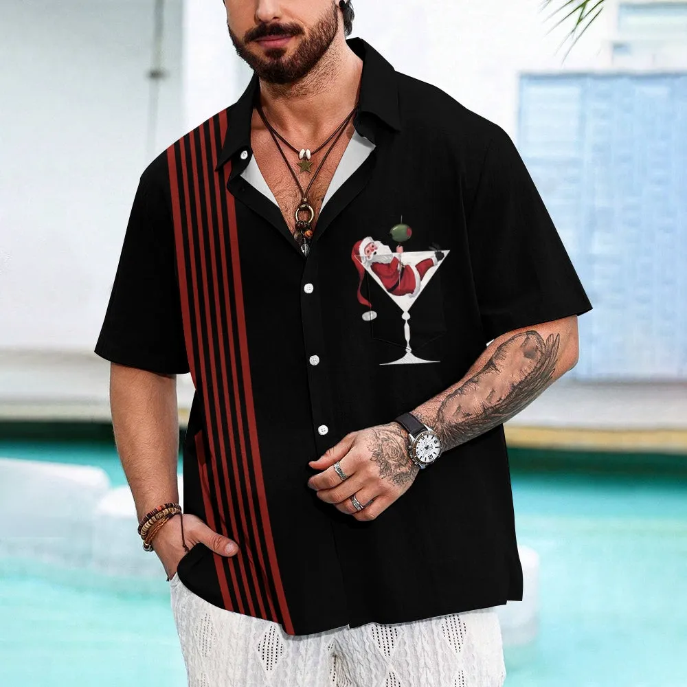 Santa Goblet Casual Oversized Short Sleeve Shirt 2411010910