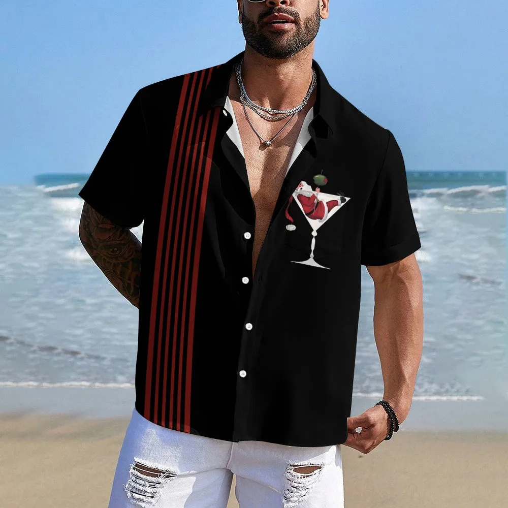 Santa Goblet Casual Oversized Short Sleeve Shirt 2411010910