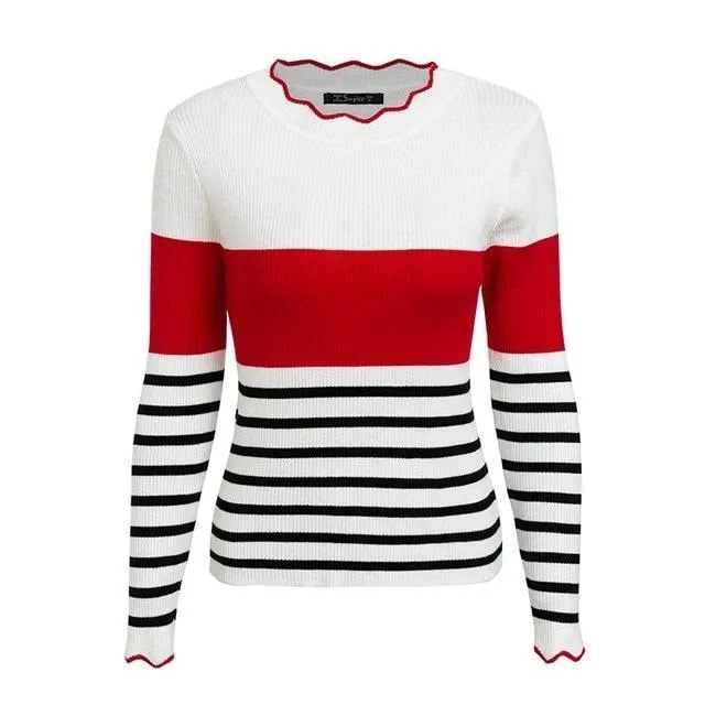 Scallop Collar & Cuff Knitted Shirt