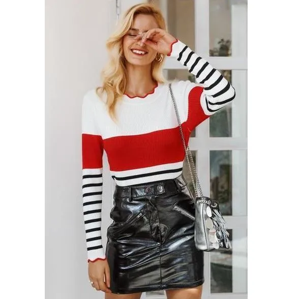 Scallop Collar & Cuff Knitted Shirt