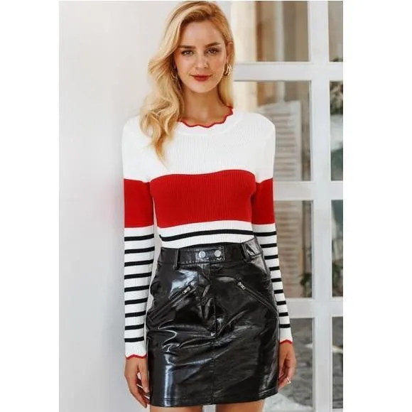 Scallop Collar & Cuff Knitted Shirt