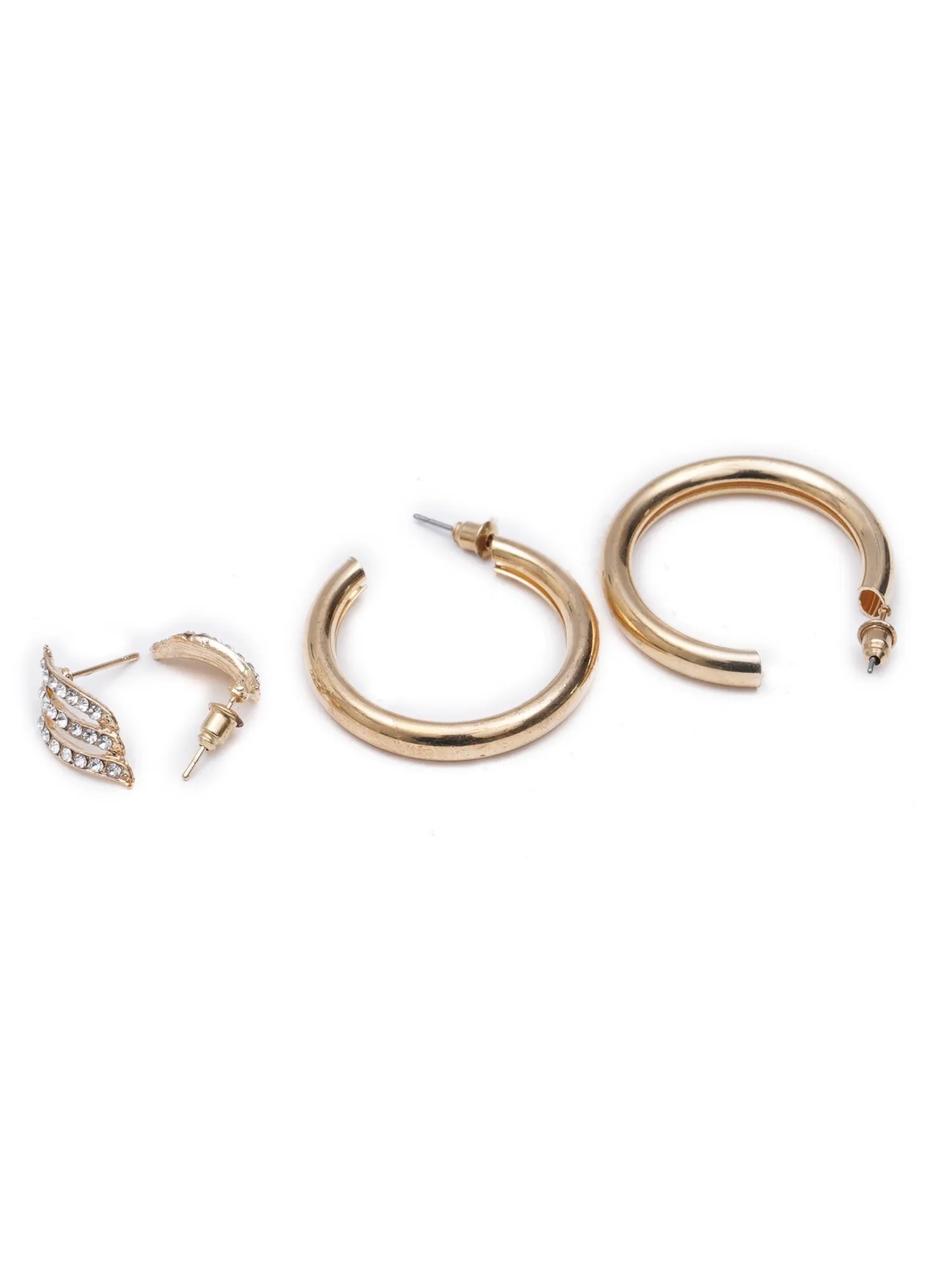 Set of 6 Gold Plated CZ Studded Earrings for Women