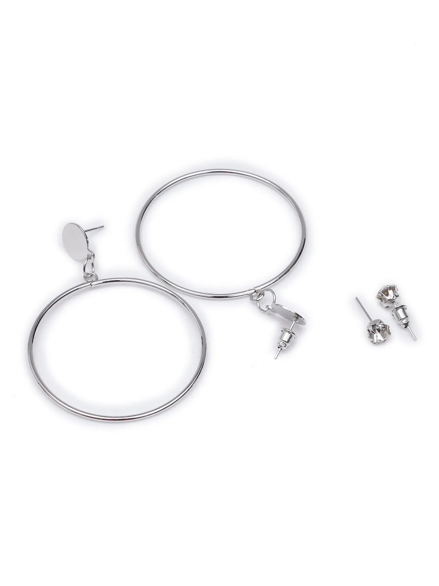 Set of 6 Silver Tone Earrings