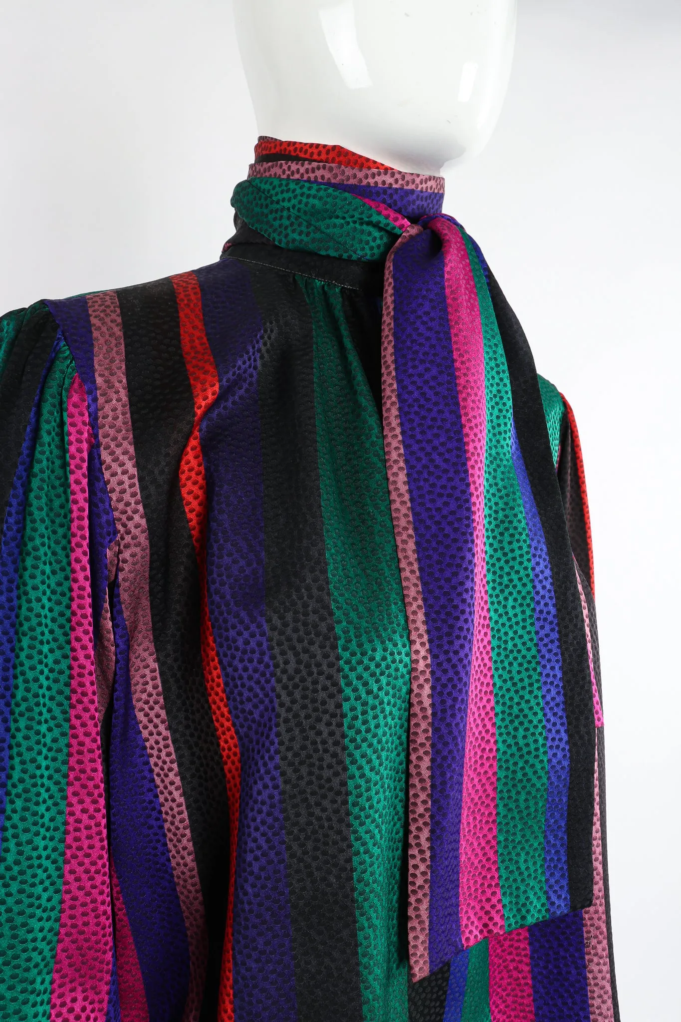 Silk Stripe Bow Blouse