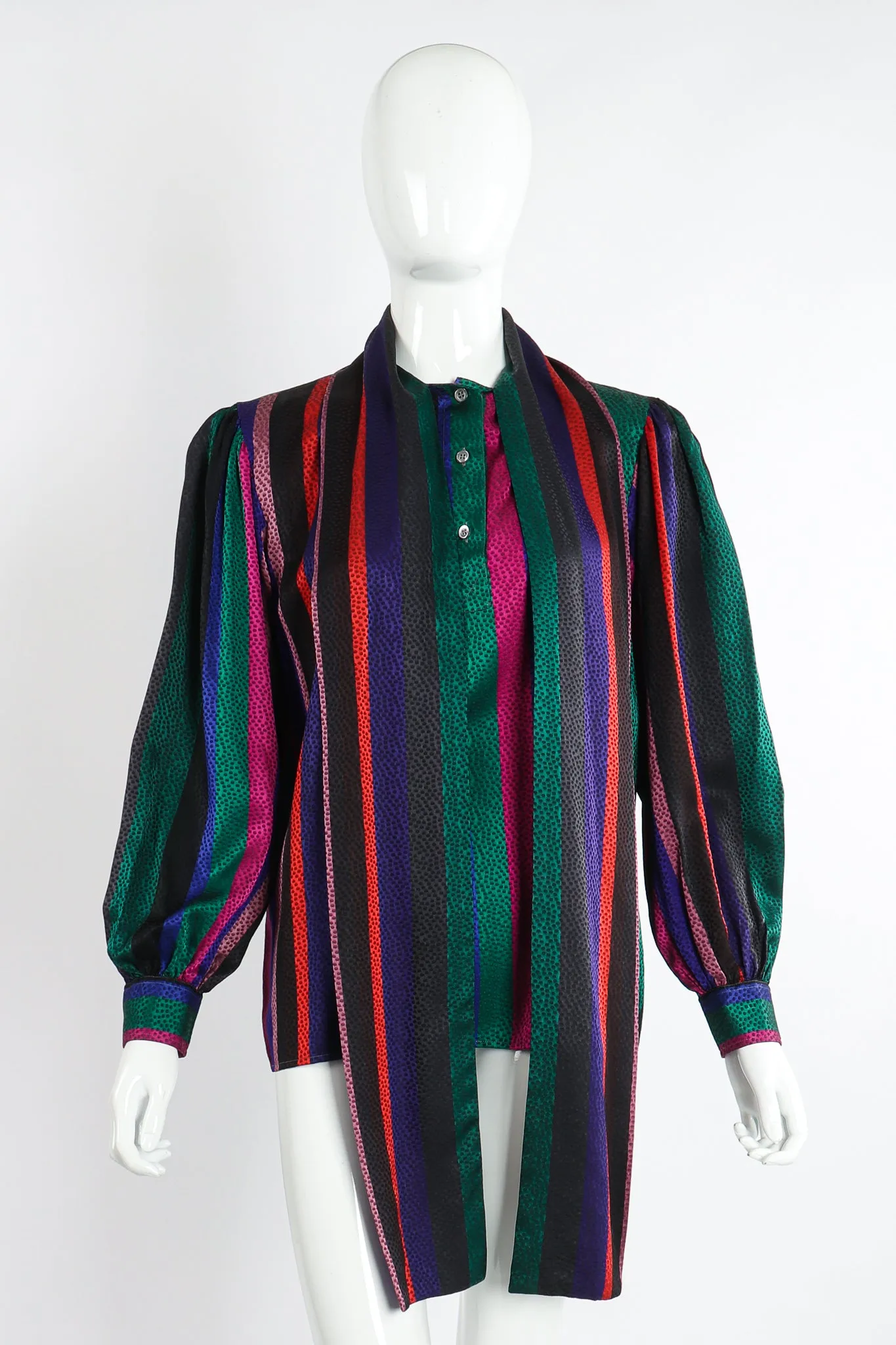 Silk Stripe Bow Blouse