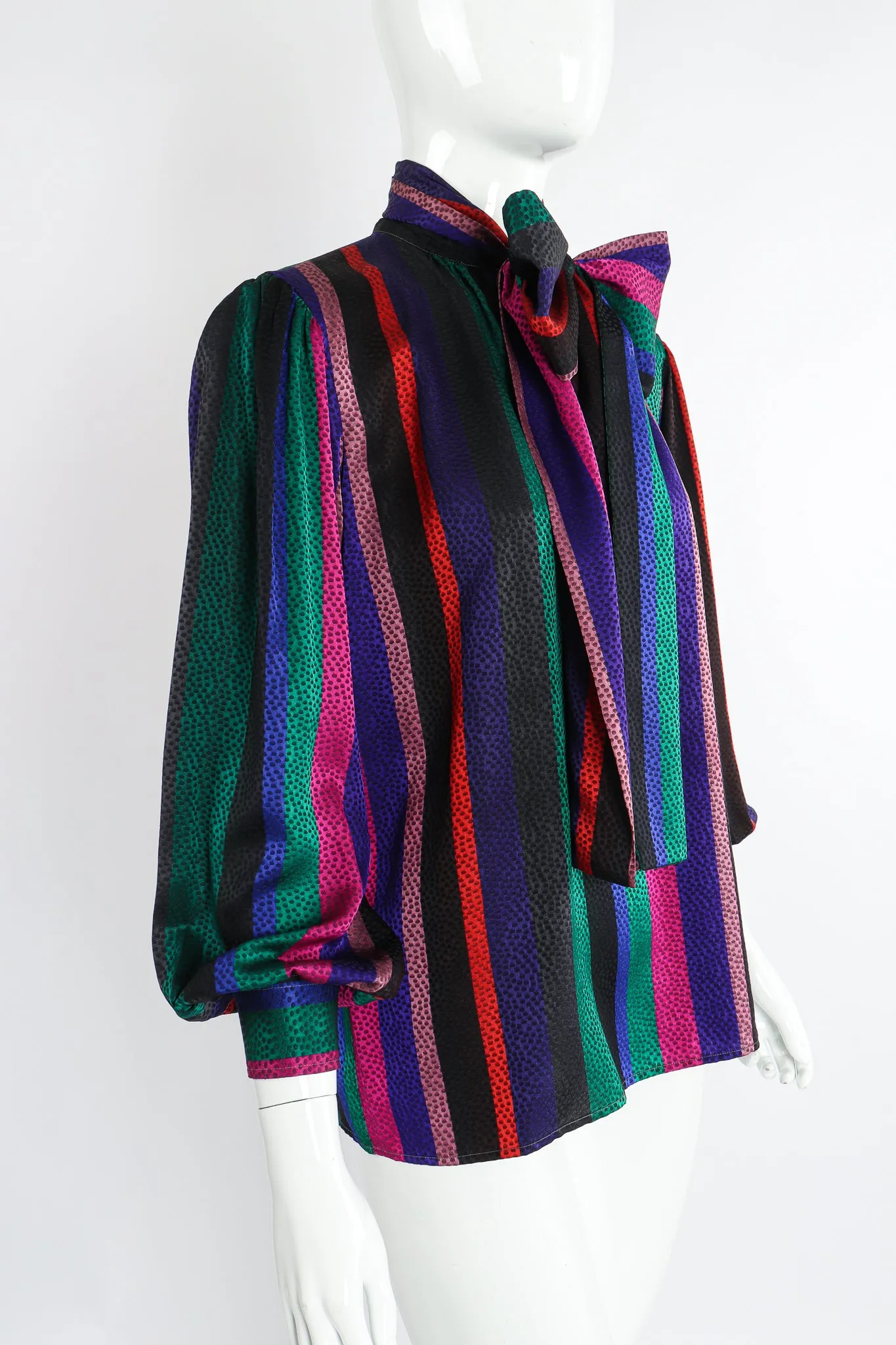 Silk Stripe Bow Blouse