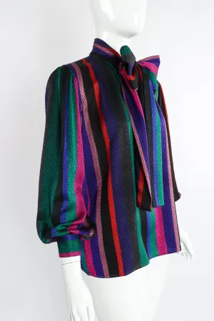 Silk Stripe Bow Blouse