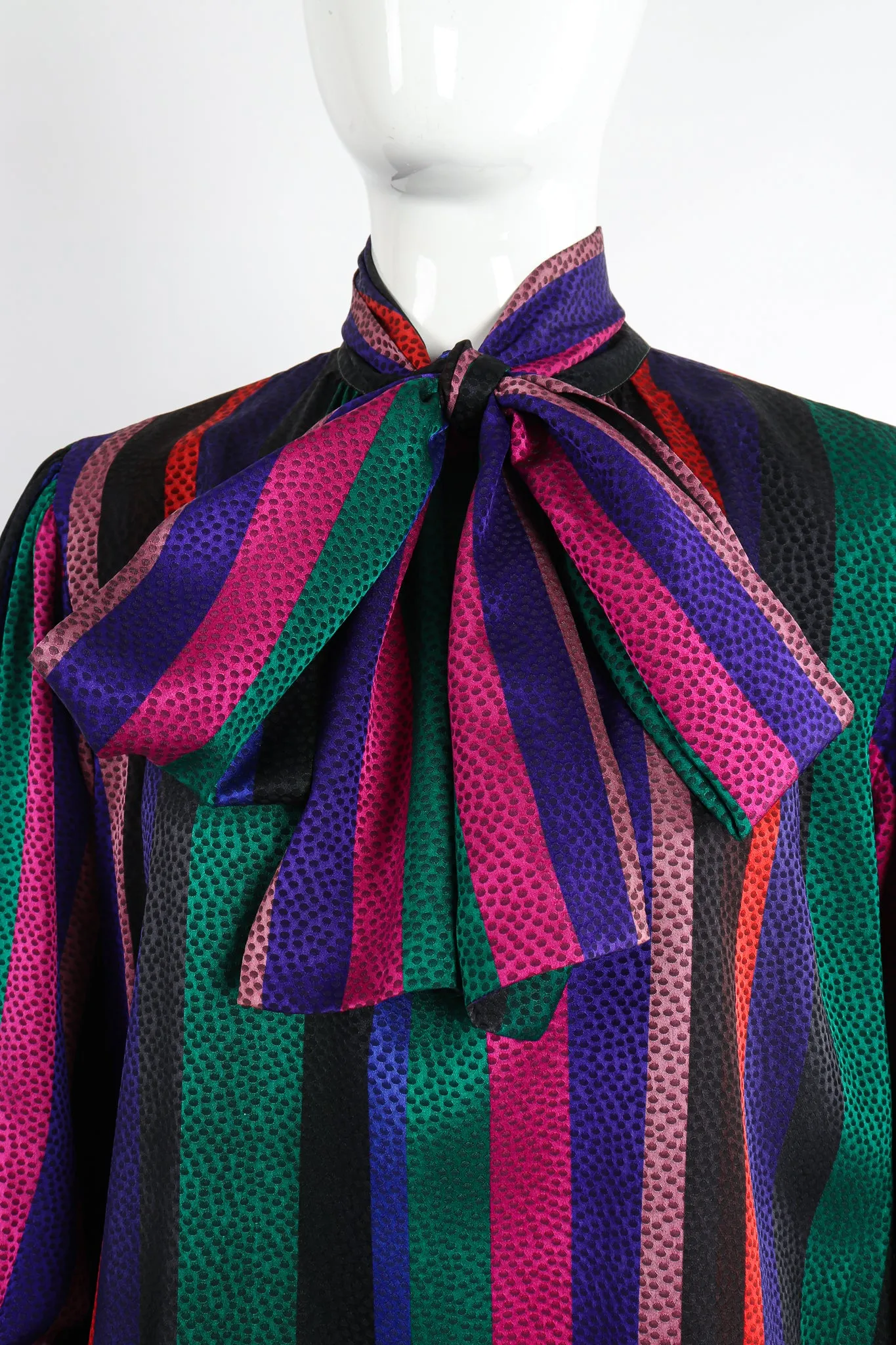 Silk Stripe Bow Blouse