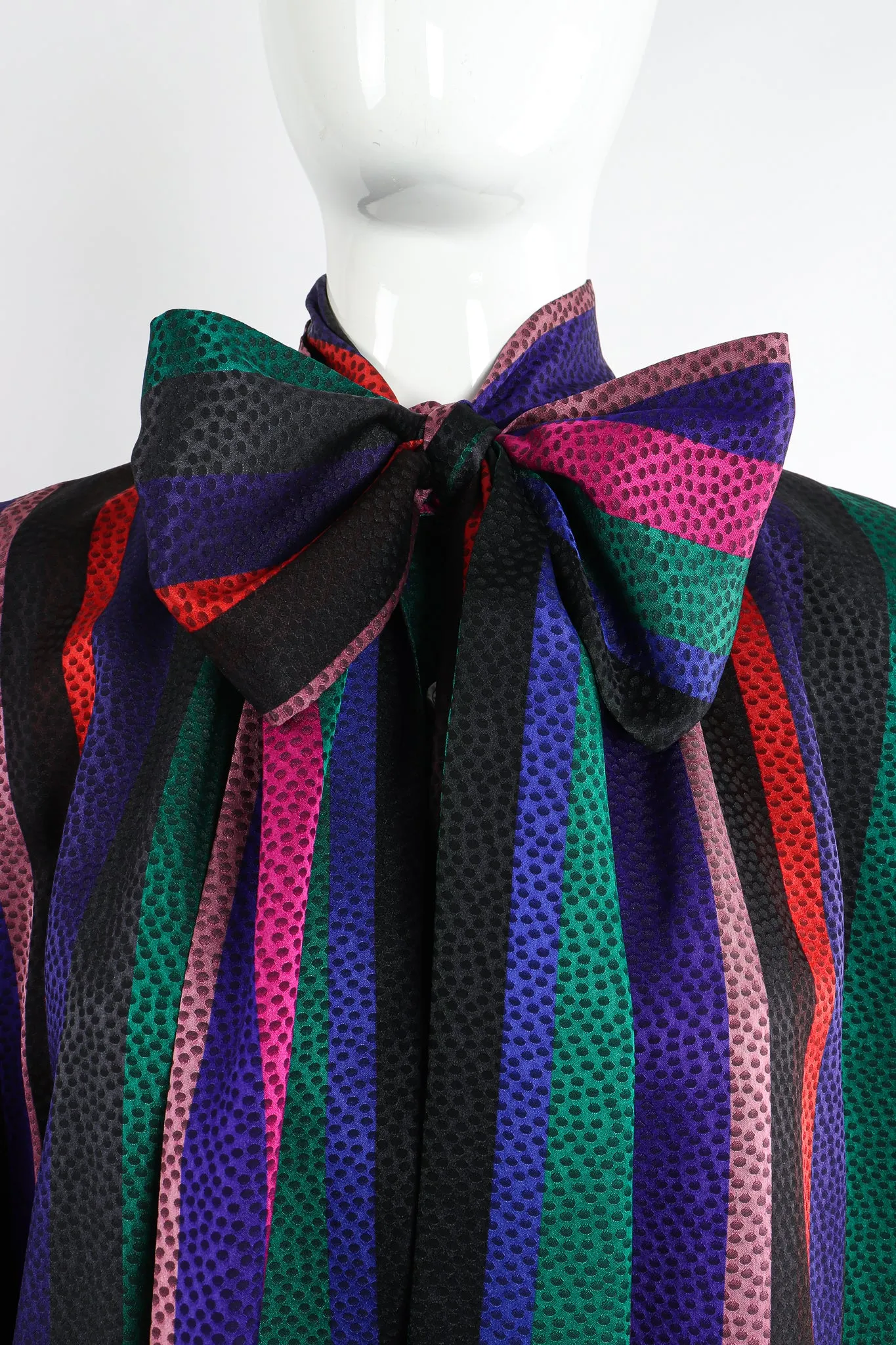 Silk Stripe Bow Blouse