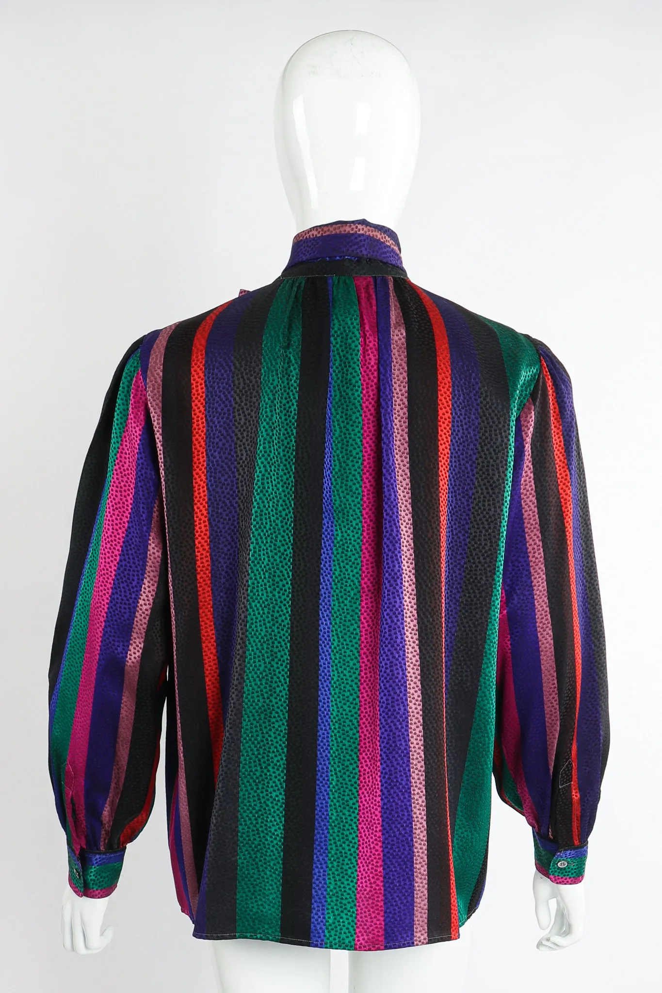Silk Stripe Bow Blouse