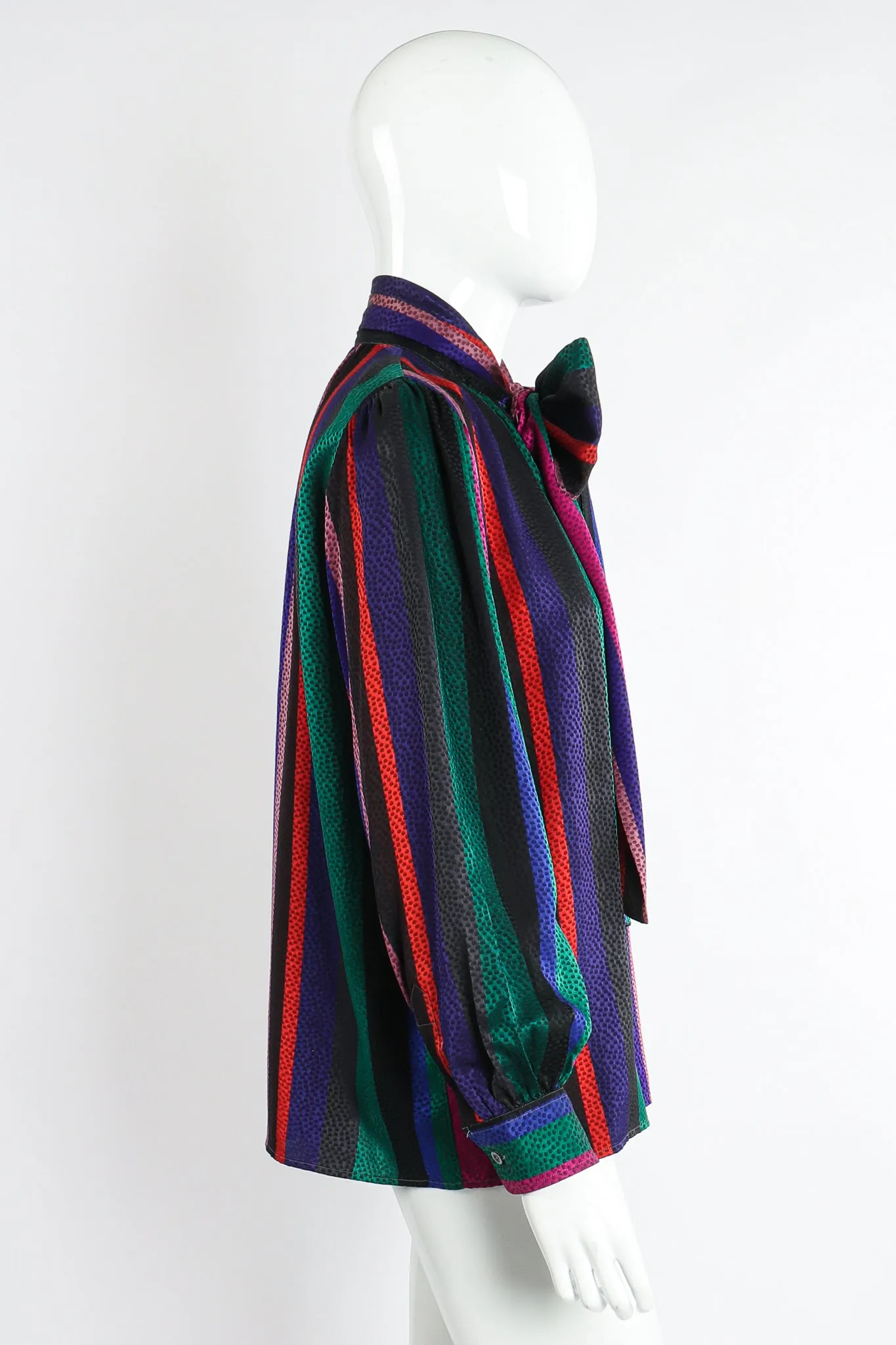 Silk Stripe Bow Blouse