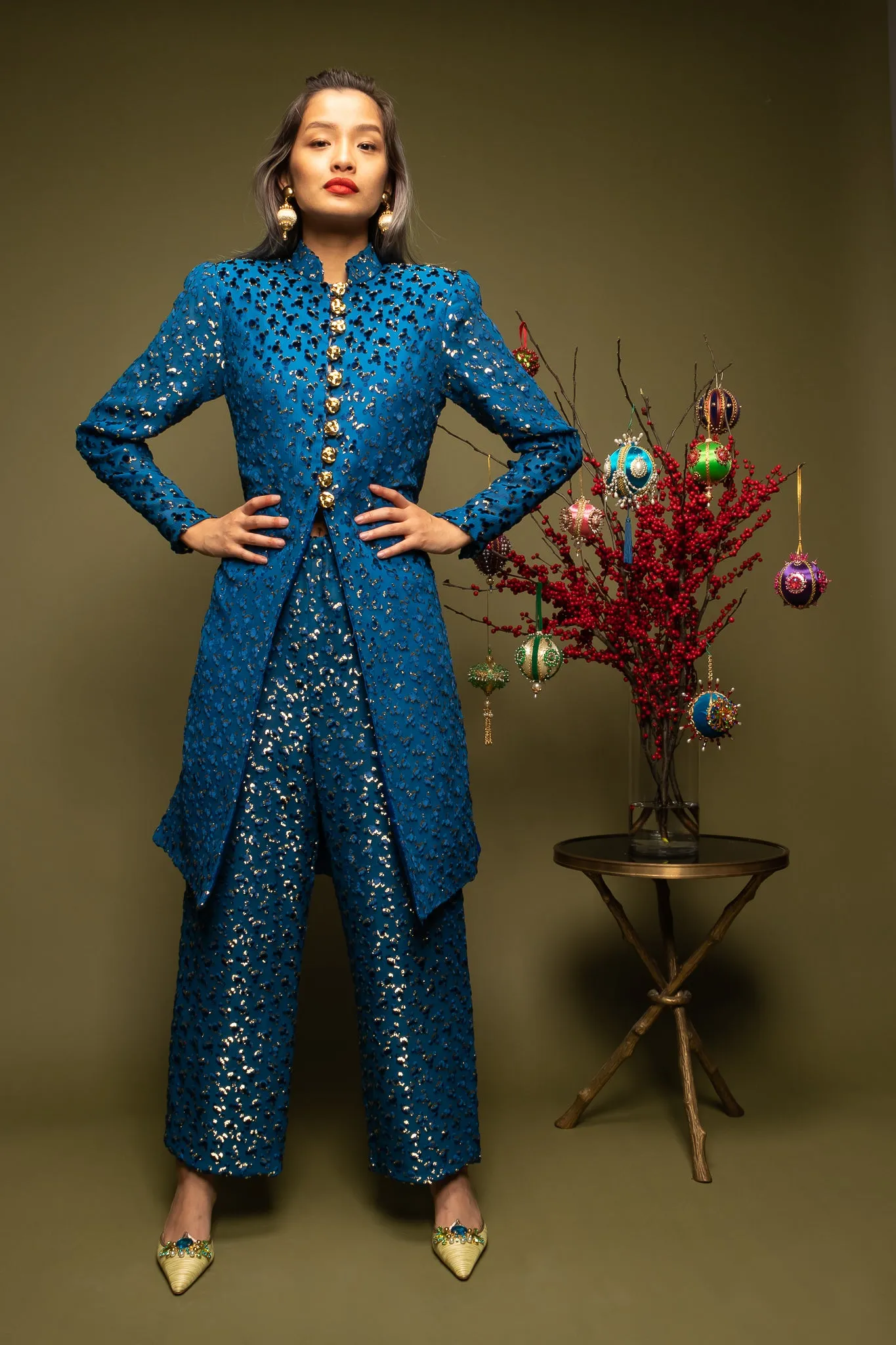 Silk Velvet Lamé Leisure Suit