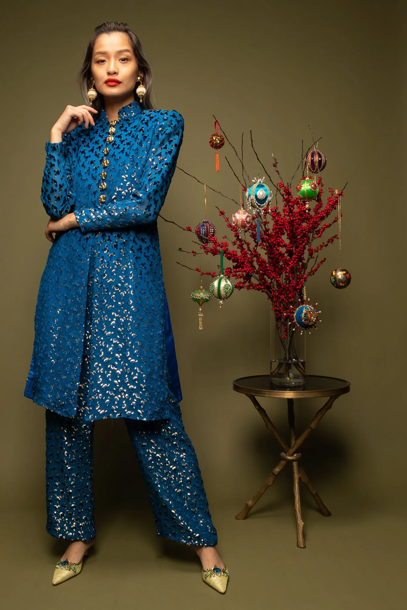Silk Velvet Lamé Leisure Suit