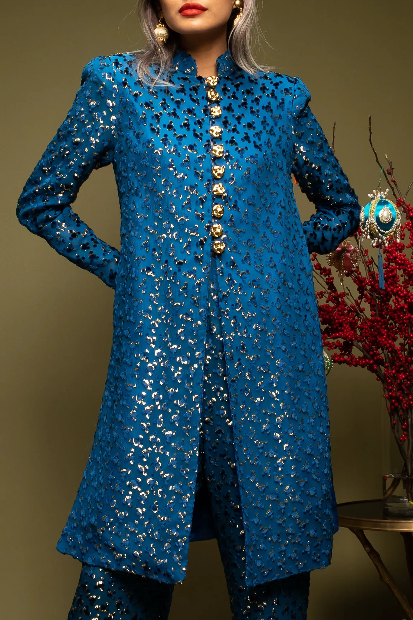 Silk Velvet Lamé Leisure Suit