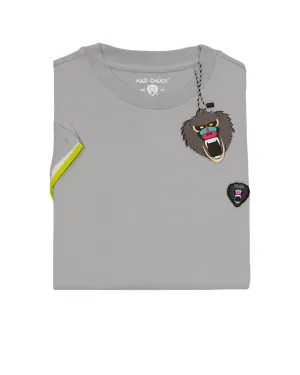 SILVER CUFF WHITE/YELLOW RIBBED CREW NECK