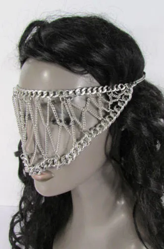 Silver Metal Eye Cover Half Face Elastic Mask Thick Halloween