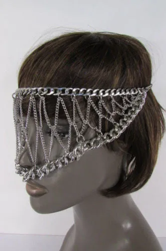 Silver Metal Eye Cover Half Face Elastic Mask Thick Halloween