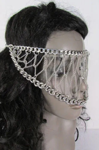 Silver Metal Eye Cover Half Face Elastic Mask Thick Halloween