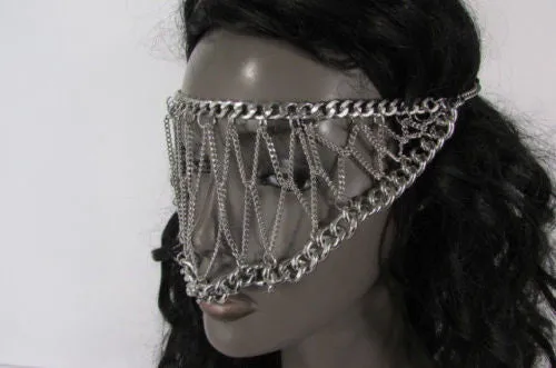Silver Metal Eye Cover Half Face Elastic Mask Thick Halloween