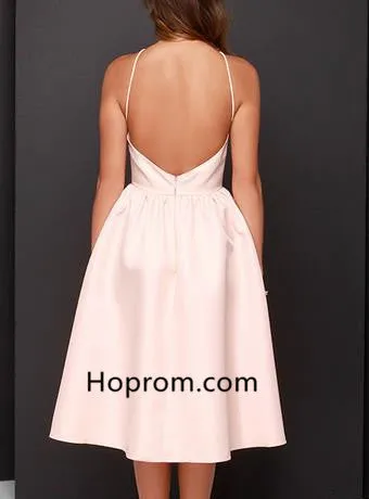 Simple A-line Pink Backless Homecoming Dress
