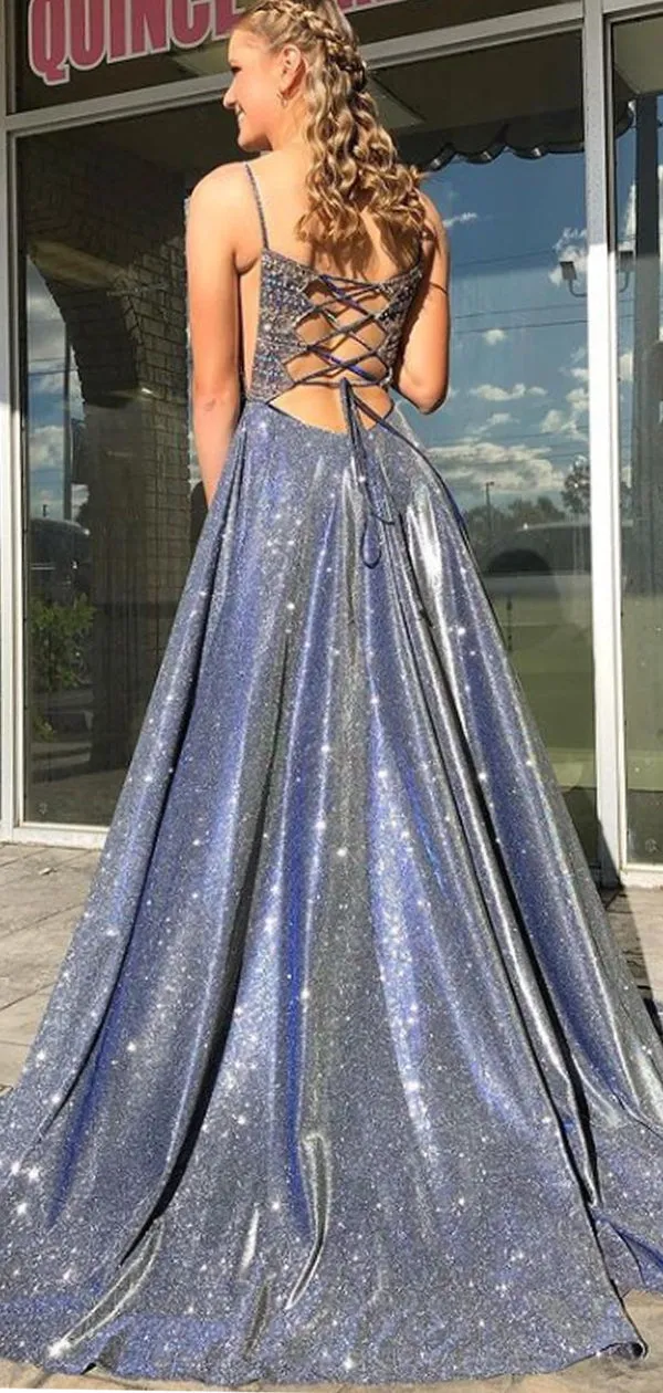 Simple A-line Satin Long Prom Dresses,SFPD0098