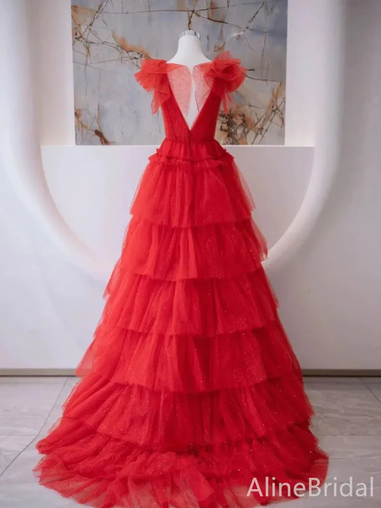Simple Deep V-neck A-line Long Prom Dress,PD38056