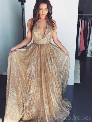 Simple Deep V Neck Sleeveless Cheap Prom Dresses, Sweet 16 Prom Dresses, 12412
