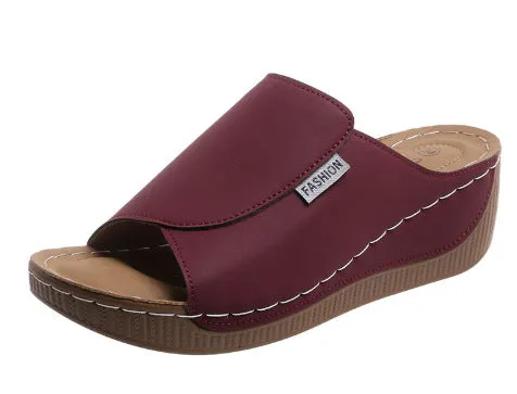 Simple large size comfortable wedge slippers