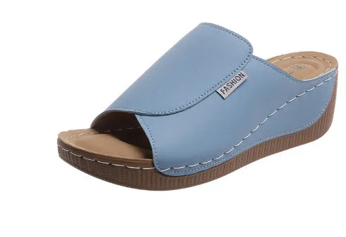 Simple large size comfortable wedge slippers