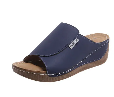Simple large size comfortable wedge slippers