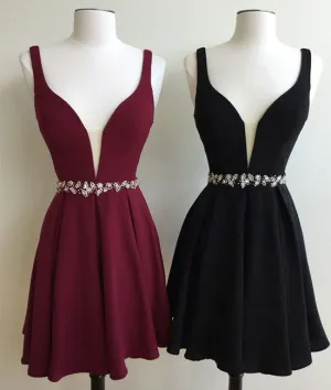 Simple v neck chiffon short prom dress. cute homecoming dress