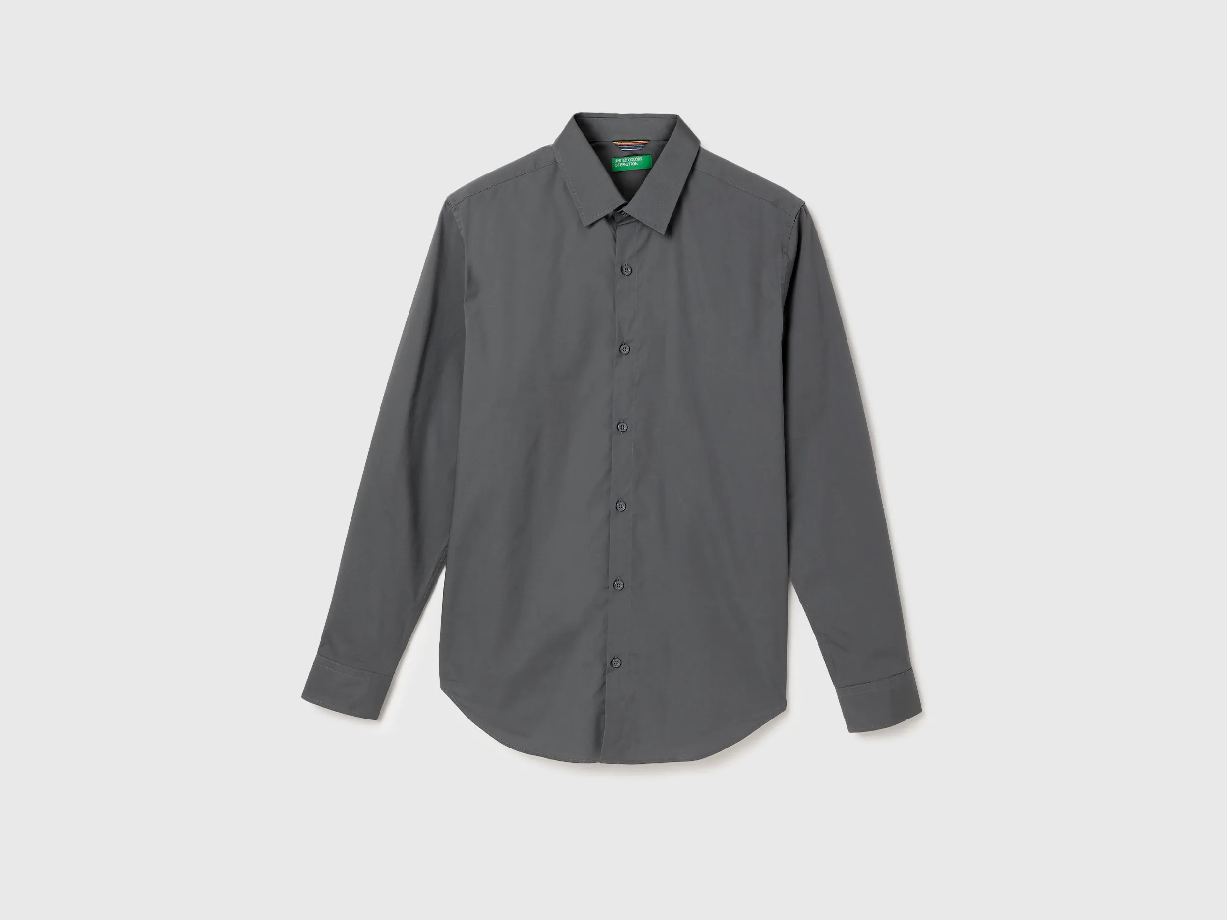 Slim Fit Spread Collar Solid Shirt