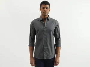 Slim Fit Spread Collar Solid Shirt