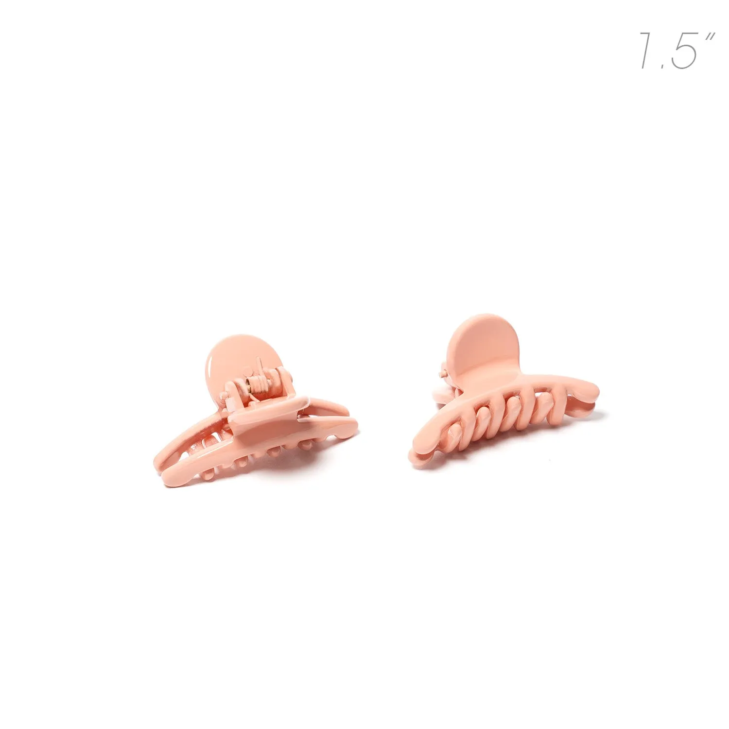 Small Curved Peach Pink Hair Claw - Pair