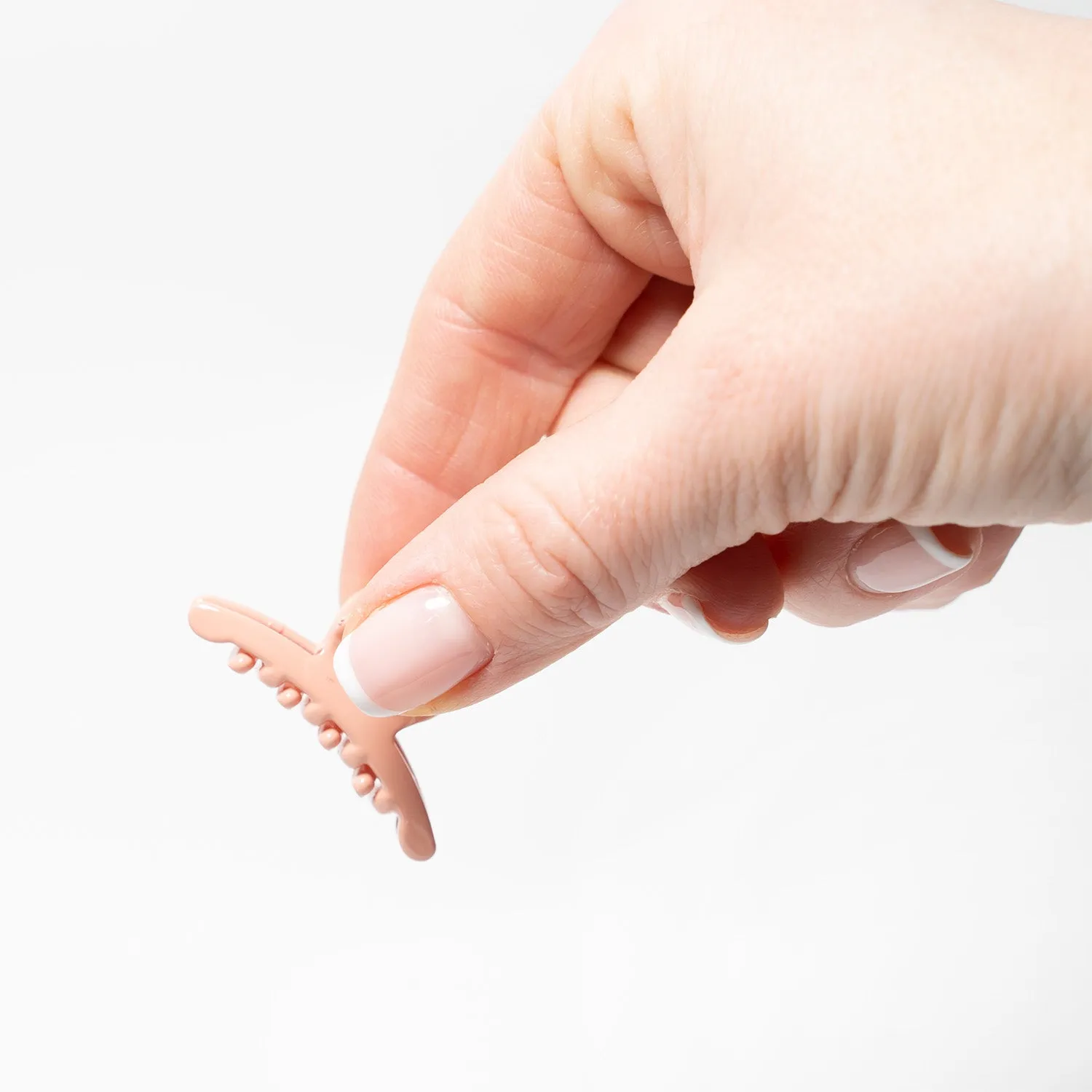 Small Curved Peach Pink Hair Claw - Pair