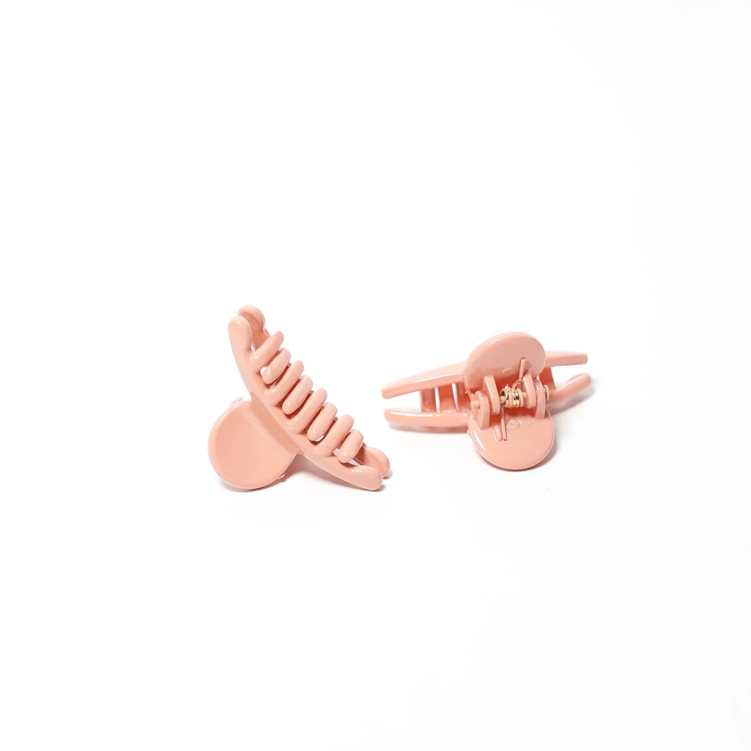 Small Curved Peach Pink Hair Claw - Pair