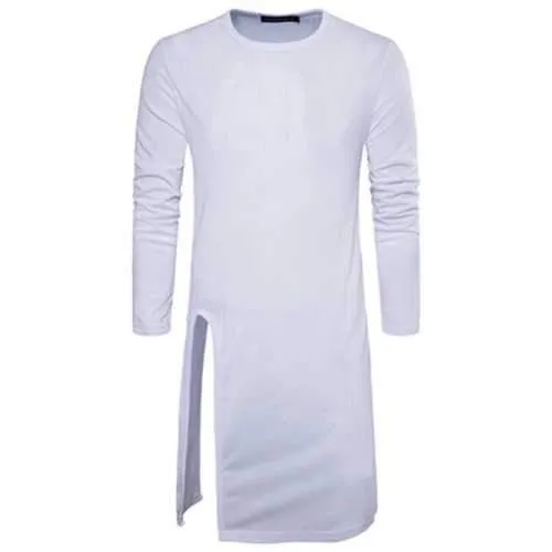 Solid Color Mid-long Casual T Shirt