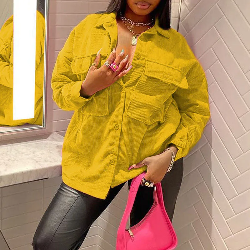 Solid Long Sleeve Pocket Design Coat
