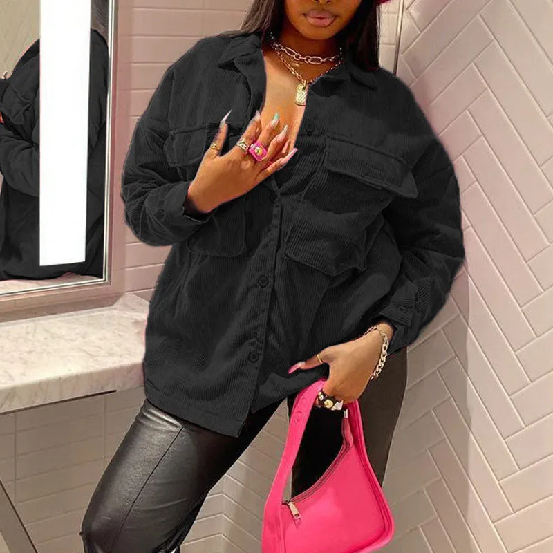 Solid Long Sleeve Pocket Design Coat