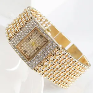 Square Shaped Rhinestone Wrist Watch