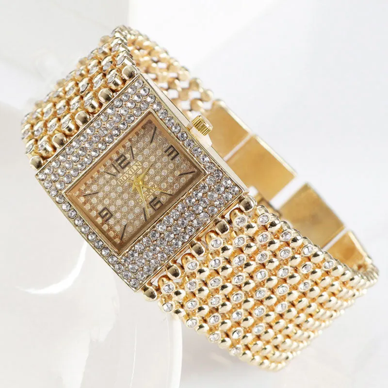 Square Shaped Rhinestone Wrist Watch