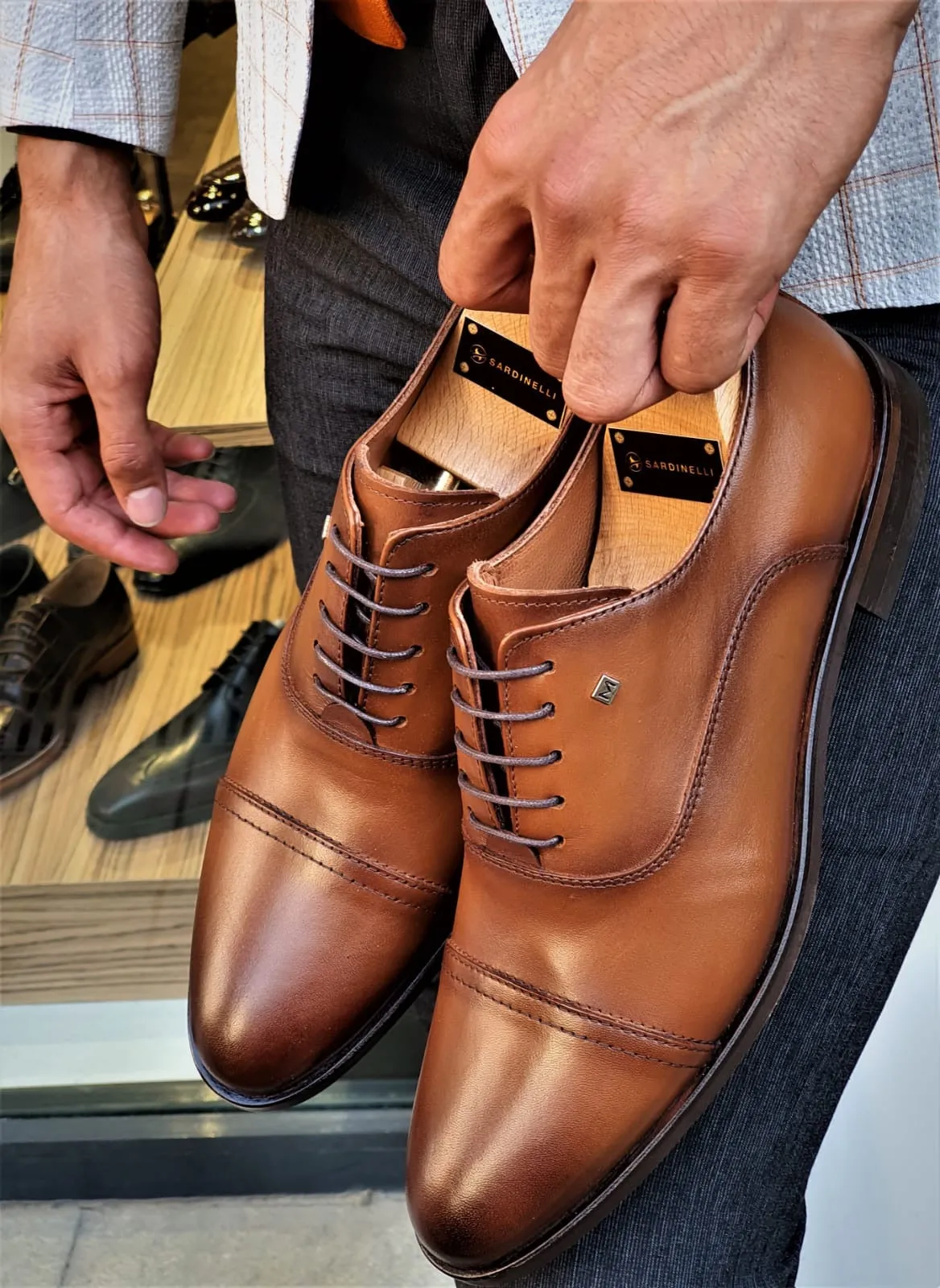 Stefano Brown Wholecut Oxfords - Premium Leather Dress Shoes