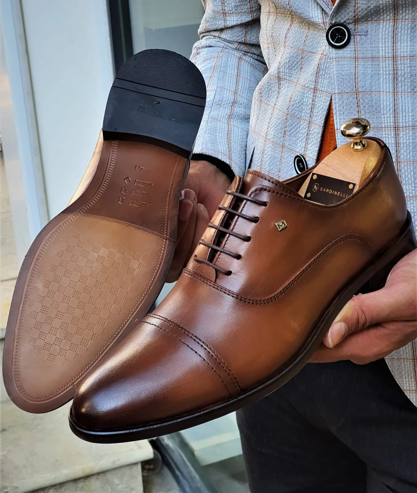 Stefano Brown Wholecut Oxfords - Premium Leather Dress Shoes
