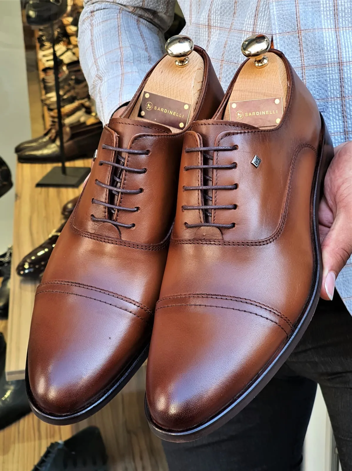 Stefano Brown Wholecut Oxfords - Premium Leather Dress Shoes