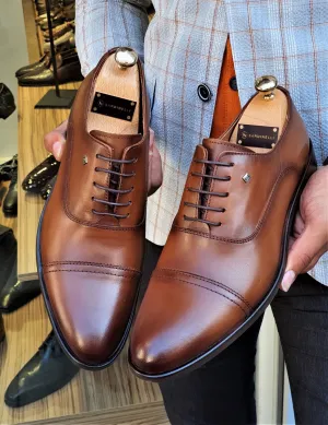 Stefano Brown Wholecut Oxfords - Premium Leather Dress Shoes