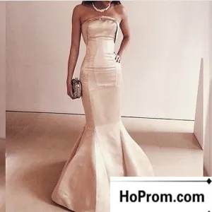 Strapless Mermaid Simple Satin Prom Dress Evening Dresses