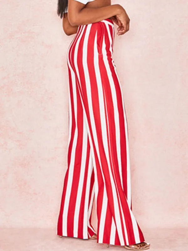 Striped Fashion Wide Leg Casual Trousers
