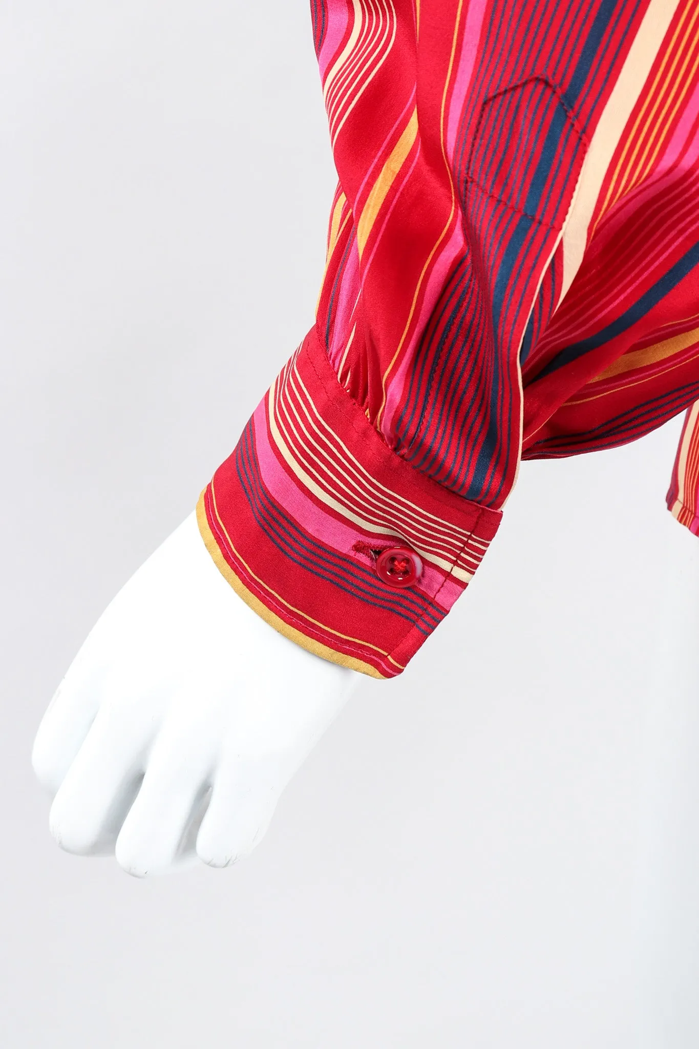 Striped Silk Bow Blouse